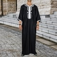 thumbnail image 2 of XDZJLR Men's Shirts Embroidered Comfortable Arab Muslim Medium Long Sleeve Robe Tops, 2 of 7