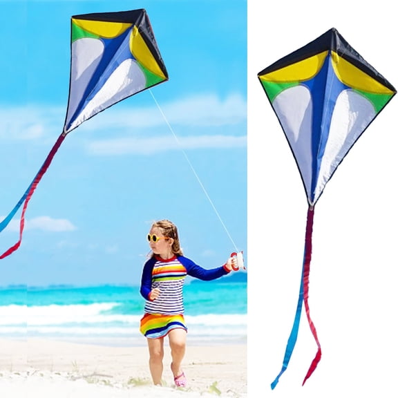 Iaukyu Diamonds Kite for Kids & Adults, Large Single Line Beach Kite for Boys & Girls, The Easiest Flying Kite for Teens & Babies