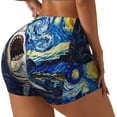 thumbnail image 2 of Kdxio Vintage Starry Sky Shark Print Workout Shorts for Women Seamless Soft Smooth Gym Yoga Scrunch Active Shorts, 2 of 5