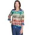 thumbnail image 3 of Alfred Dunner Womens Tie Dye Striped Biadere Crewneck Top, 3 of 4