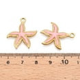 thumbnail image 3 of 10 pc 304 Stainless Steel Pendants with Enamel Starfish Charms Real 18K golden Plated Ion Plating(IP) Pink 25x22x3mm Hole: 2mm, 3 of 3