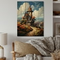 thumbnail image 2 of Designart "Old Windmill Countryside painting III" Landscape & Nature Print on Natural Pine Wood, 2 of 5