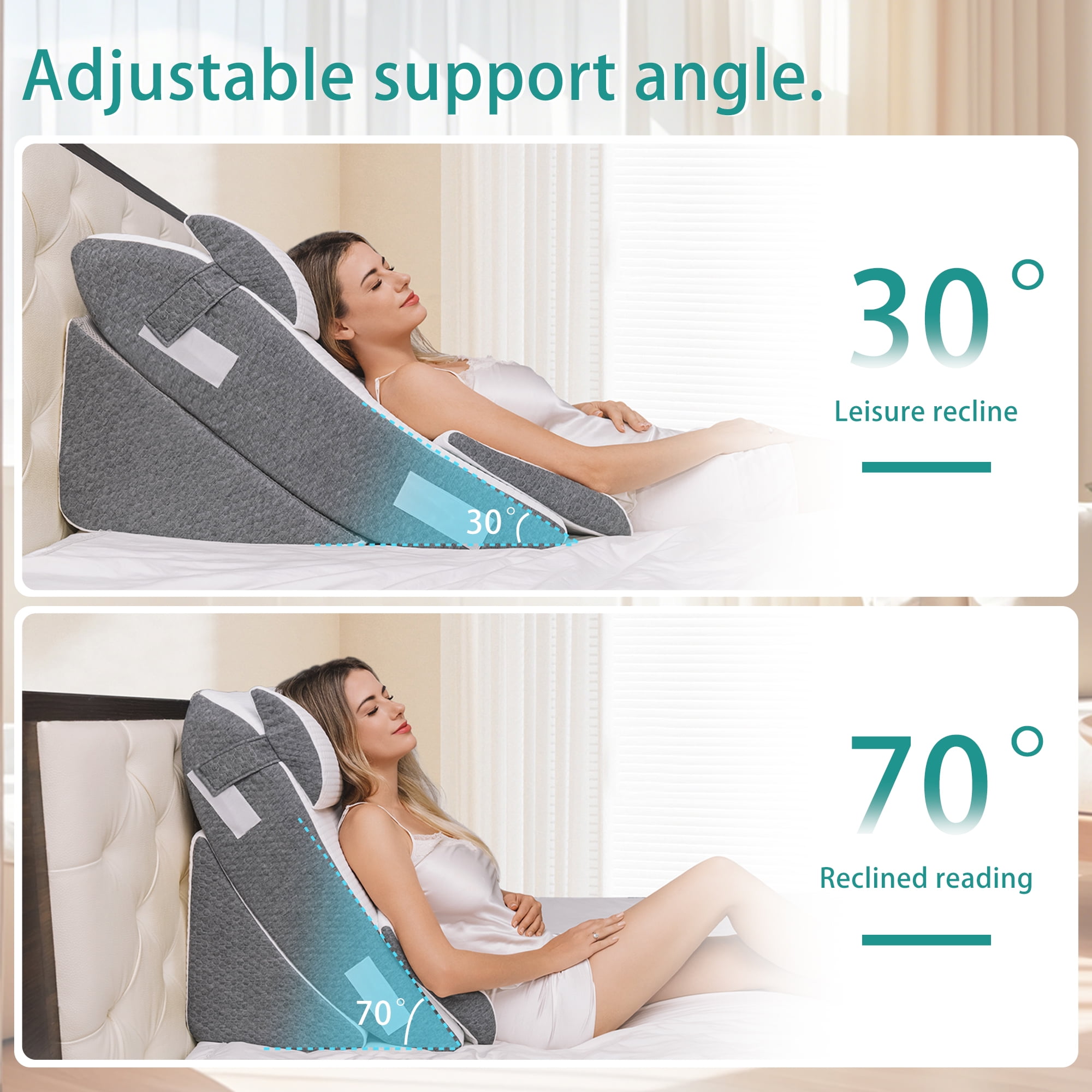 TEDresco 8-Piece Wedge Pillow Set — Multifunctional Body Support Pillow, Adjustable, with Built-in 2" Thick Memory Foam