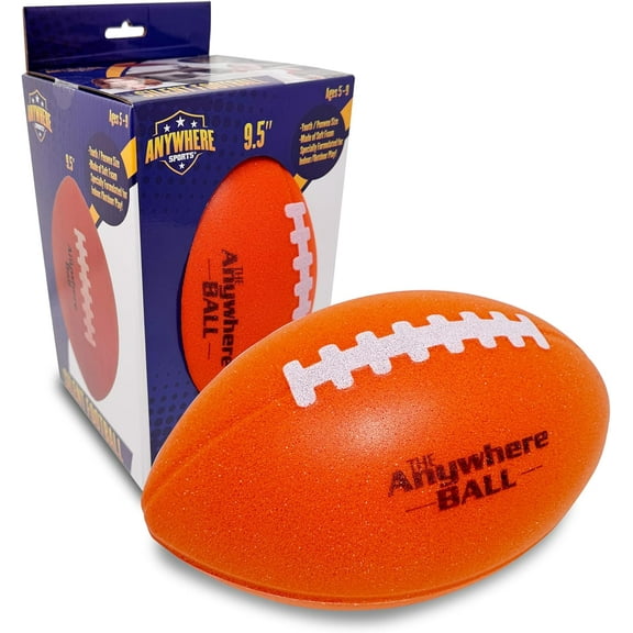 Anywhere Ball Brand Kids Foam Football - Super Soft for Junior Football - 9.5" Orange