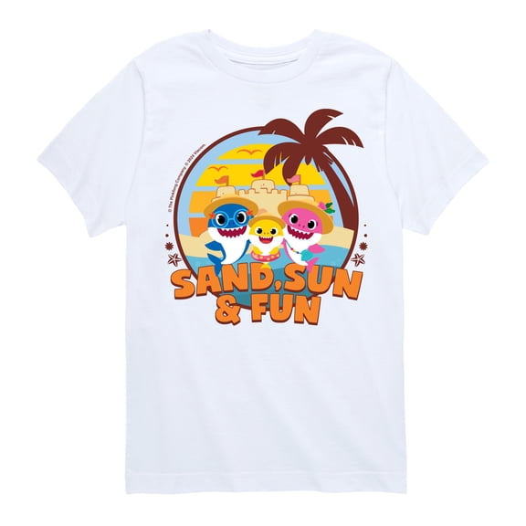 Baby Shark - Sand Sun And Fun - Youth Boys Short Sleeve Graphic T-Shirt
