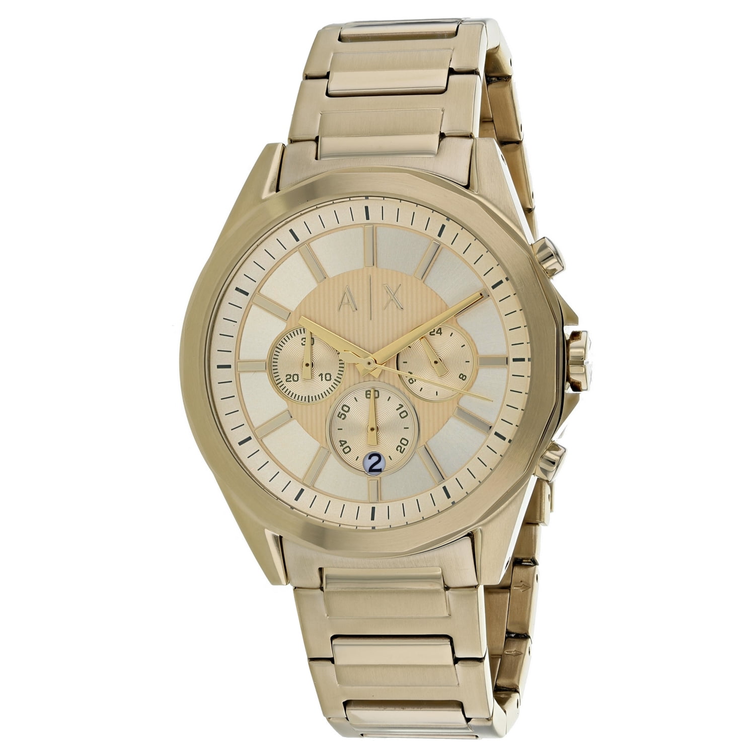 armani exchange ax2611 men's gold tone bracelet watch