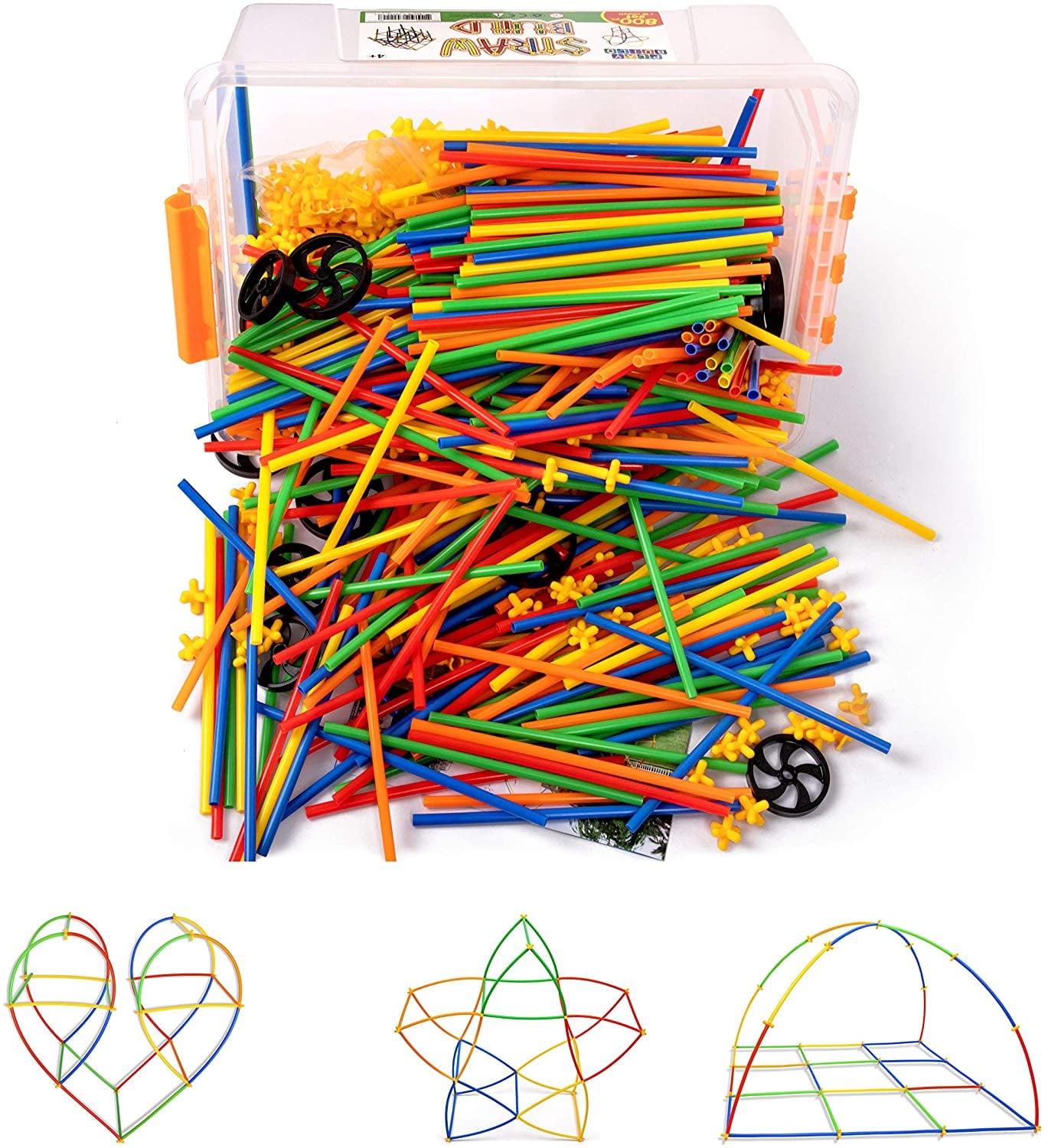300/500 Plastic Kids Children 4D Straw Building Blocks Joint Construction Toy 