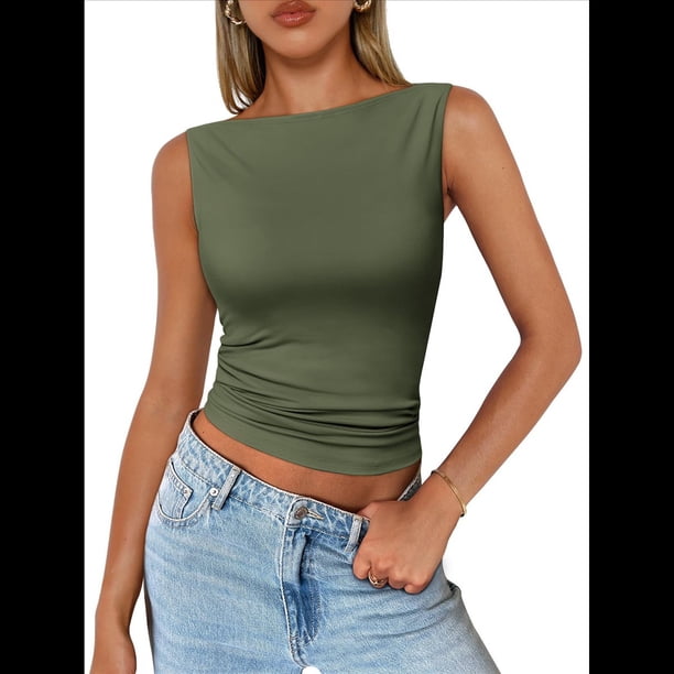 Chaleco Sin Mangas Sexy de Moda para Mujer Verde M