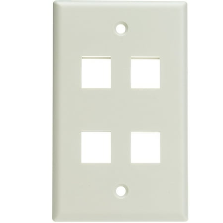 - ACL Keystone 4 Port, Single Gang Wall Plate, White, 5 Pack