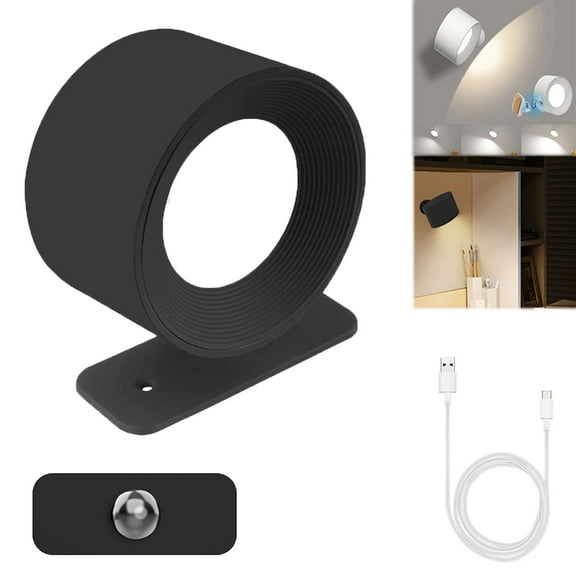 Lights of Sweden Wall Lights, 2025 New Rechargeable Wall Mounted Sconces with 1200mah Battery, Living Room Gadgets, LED Wall Lights, for Bathroom, Living Room, Kitchen(Black)