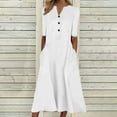 thumbnail image 2 of Pompotops Fashion Women Summer Printing Causal V-Neck Button Short Sleeve Vacation Pockets Dress, 2 of 7