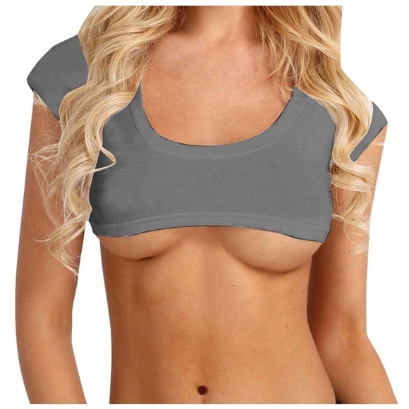 Outfmvch Hauts Tube pour Femmes Soutien-Gorge Sans Bretelles Bandeau Mode Décontractée Couleur Unie Aguichant Sans Manches et Haut Tube Sortie Hauts (Liquidation) Gris Foncé L