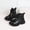Black, variant on Girls Leather Boots,Buckle Strap Solid Color Fashion Casual Ankle Fashion Boots