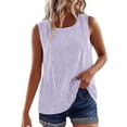 thumbnail image 3 of Women's Loose Fit Cotton Linen Striped Tank Top Sleeveless Round Neck Blouse Breathable Fabric for Spring Summer Layering and Date Nights, 3 of 7