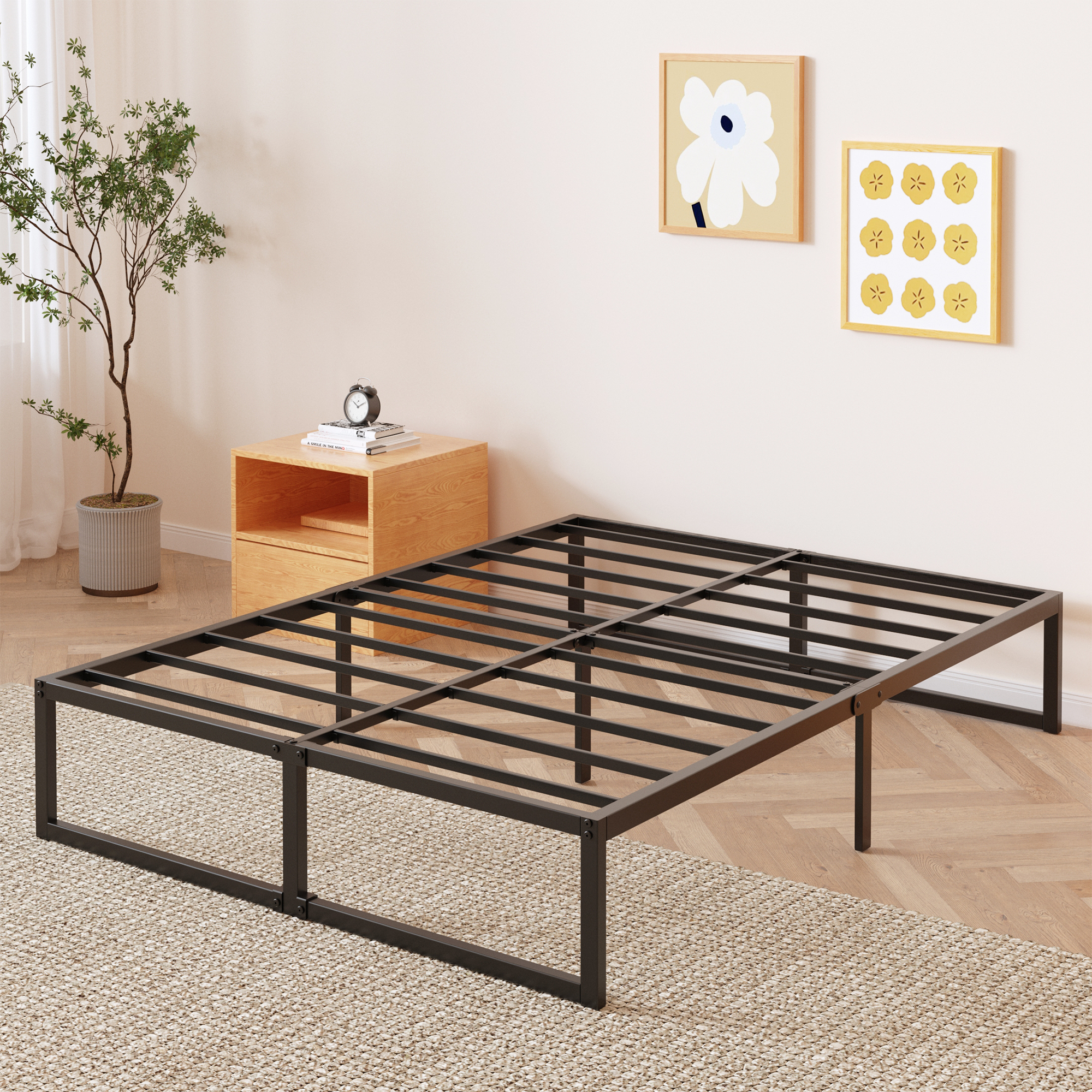 Bedofmine Queen Metal Platform Bed Frame, 14-Inch photo 1