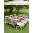 thumbnail image 3 of Outdoor Tablecloth with Umbrella Hole and Zipper, Tropical Botanical Rectangle Table Cloth 54x80 Inch Waterproof Tablecloth, Summer Red Pink Floral Botanical Picnic Table Cover for Patio Camping, 3 of 7