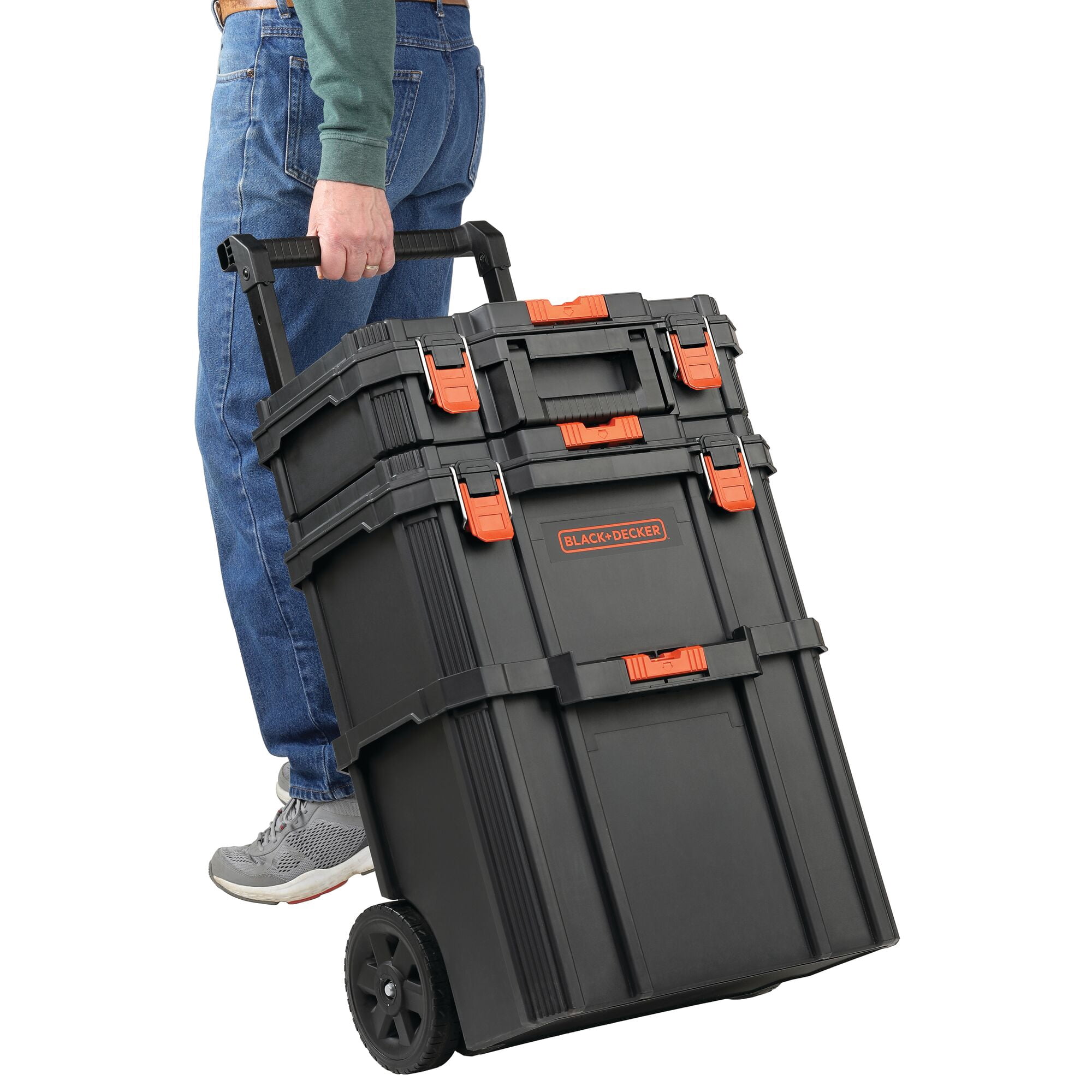 BLACK+DECKER Rolling Tool Box, Stackable Storage System | 3 Piece Set (BDST60500APB)