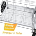 thumbnail image 3 of Jumbo Shopping Cart with Double Basket Grocery Cart Deluxe Folding Shopping Cart 360°Rolling Swivel Bearing Wheels Super Loading Utility Cart for Laundry, Grocery, Luggage, 3 of 5