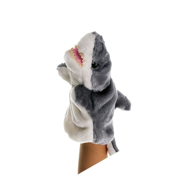 EeaseMX Marioneta de mano creativa de peluche, adorable tiburón, juguete de peluche divertido de dibujos animados, regalo para niños (gris)