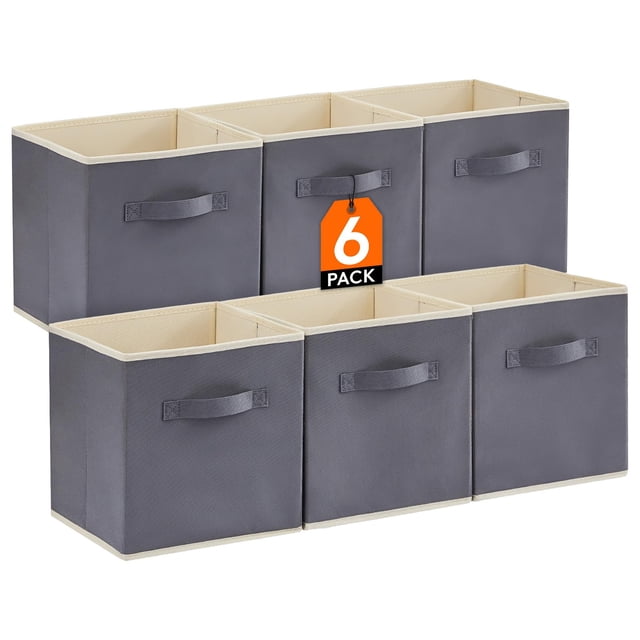 Cubos de almacenamiento Lifewit, plegables, 28 cm, tela gris