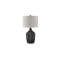 Signature Design by Ashley Jilton Poly Table Lamp, Black Finish, 24.75" Height, Drum Shade