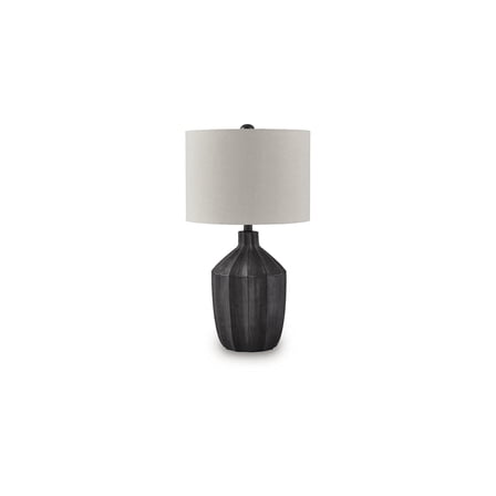 Signature Design by Ashley Jilton Poly Table Lamp, Black Finish, 24.75" Height, Drum Shade