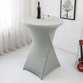 thumbnail image 2 of Fenull Cocktail Solid Color Polyester Round Banquet Stretch Table Cover (60×110cm) Light Gray,Table Cloth, 2 of 6