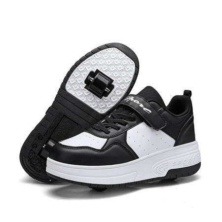 

MIASHUI Roller Skate Shoes for Boys and Girls Thick Soled Sneakers with Wheels Automatic Skating Sneakers Black 9-9.5 Years