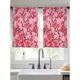 thumbnail image 2 of Chinese Flowers Sheer Curtains 45 Inch Length 2 Panels Set Window Treatments, Spring Pink Peach Blossoms Floral Rod Pocket Semi Curtains for Living Room/Bedroom/Kitchen Décor, 104"W x 45"L, 2 of 7