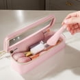 thumbnail image 3 of Women PU Makeup Brush Bag Makeup Brush Holder Bag Cosmetic Organizer Bag Large Capacity Makeup Storage Bag Transparent Portable Cosmetic Pouch Dual Zipper Travel Cosmetic Bag (Pink), 3 of 6