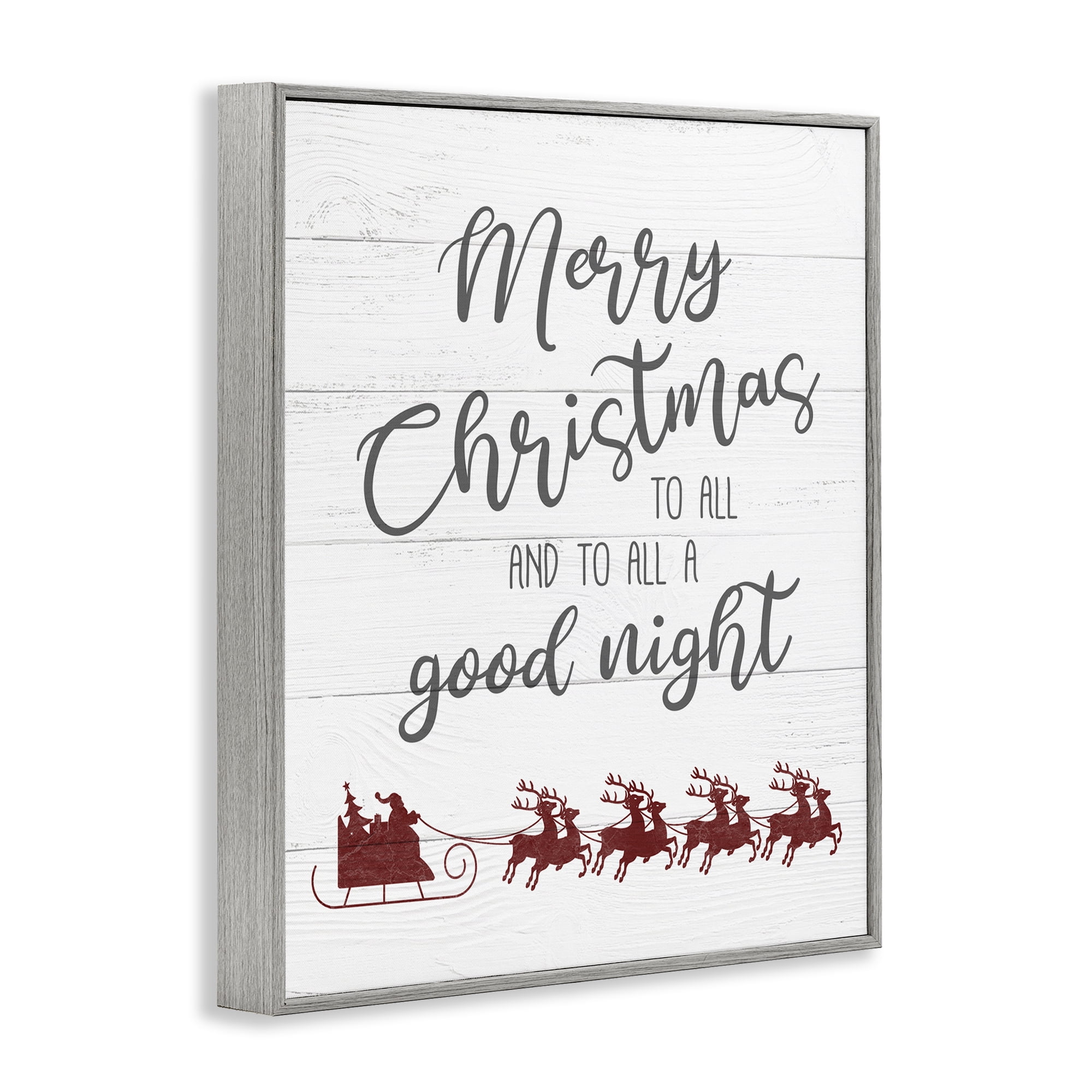 Stupell Industries To All A Good Night Christmas Holiday Painting Gray Framed Art Prints Wall Art, 24 x 30
