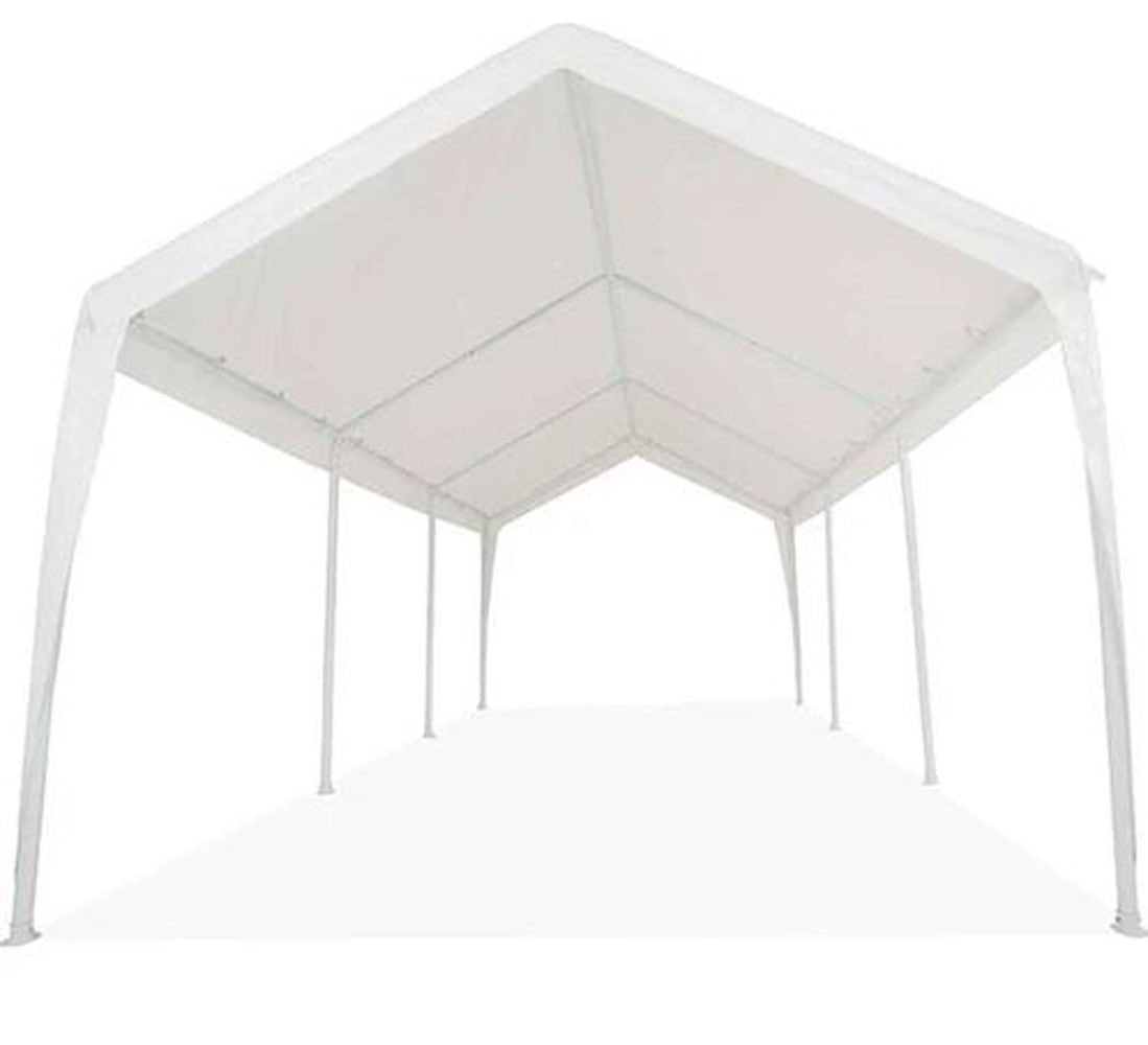 10x20 (8) Leg Portable Carport Outdoor Party Sun Shade Shelter - WHITE - 1 1/2" Frame