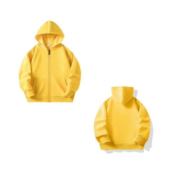 Kids Girls Hoodie Yellow Zip Up Hoodies Casual Long Sleeve Hoodies Warm Fall Winter Clothes Little Girls Clothes 8-9 Years
