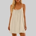 thumbnail image 7 of Womens Backless Cami Dress Summer Beach Vacation Mini Bubble Dress Spaghetti Strap Open Back Sundress Khaki, S, 7 of 7