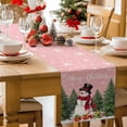 thumbnail image 2 of Christmas Table Runner Merry Christmas Snowman Table Runners Pink Snowflake Pine Tree Cotton Linen Dresser Scarf Kitchen Dining Table Decor for Christmas Holiday Party Decor 13x90 Inch, 2 of 9