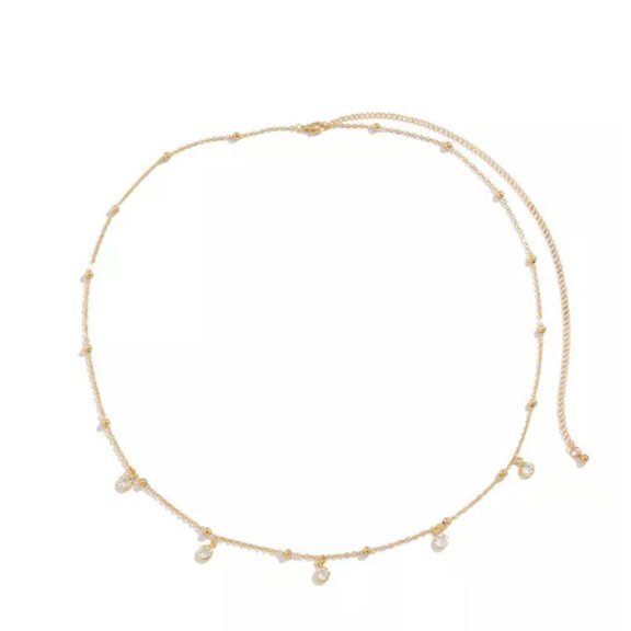 HOOUN Women Bikini Belly Chains Crystal Beaded Waist Chains Beach Party Body Jewelry-Gold