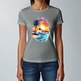 thumbnail image 4 of NAMTYQX Spring Tops for Women 2025 Casual Short Sleeve Classic Hawaii Tropical Graphic Crewneck Plus Size Lightweight Loose Gray Size 5XL, 4 of 5
