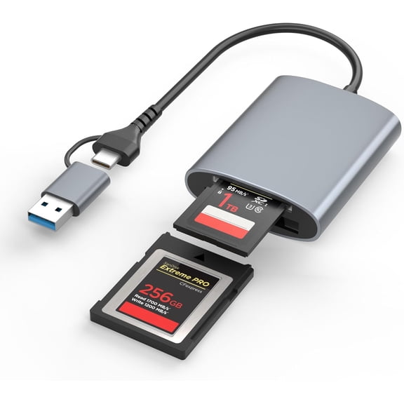Professional CFexpress Type B and SD Dual-Slot Memory Card Reader with USB 3.2 Gen 2 (10Gbps) Transfer Speed, USB-C&USB-A 2-in-1 B/SD Adapter