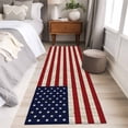 thumbnail image 5 of American Flag Washable Area Rug 2 x 6 ft Vintage Red White Stripes Blue Stars Wood Grain, Soft Non Slip Rugs Stain Repellent Indoor Felt Carpet for Living Dining Room Bedroom Home Office, 5 of 9