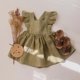 thumbnail image 1 of Verano primavera bebé niña vestido niñas pequeñas Fly manga sólido volantes sin mangas vestido de algodón de lino A-Line vestidos de fiesta 130 (5-6T) Gao Jinjia LED, 1 of 2
