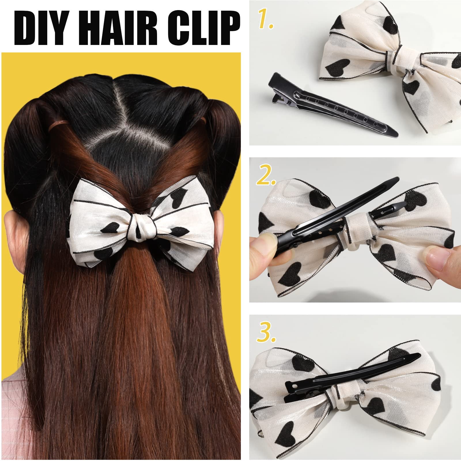 Emlimny Duck Billed Clips, 30pcs 3.5 inch Metal Alligator Hair Clips with Holes, Black Hair Clips for Styling Sectioning, Hair Coloring, Pin Curl Clips for Hair Roller