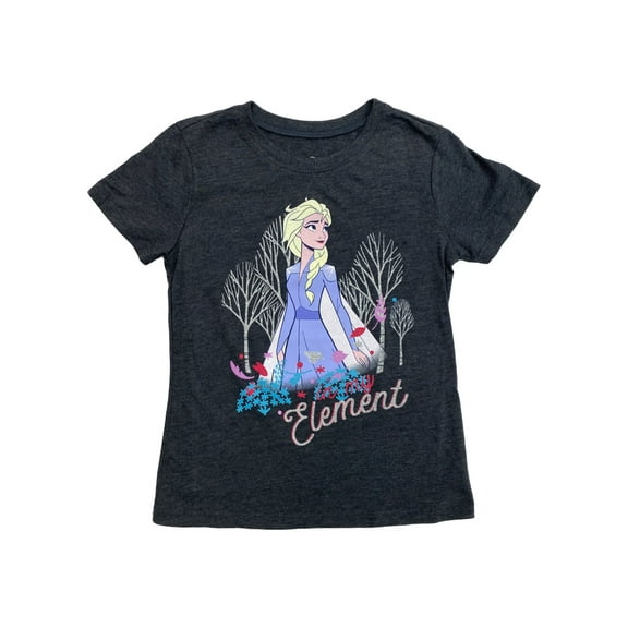 Disney Frozen Girls Gray Sparkle Short Sleeve Elsa T-Shirt Tee Shirt X-Small (4)