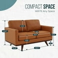 thumbnail image 6 of Leisuremod Chester Modern Faux Leather Loveseat With Birch Wood Base Living Room Sofa (Cognac Tan), 6 of 12