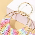 thumbnail image 6 of Hobeauty Women Bohemian Raffia Straw Earrings Hand Woven Dangle Earrings with Geometric Design Lightweight Alloy Perfect Gift, 6 of 7