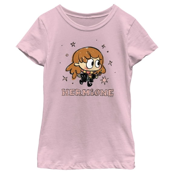 Girl's Harry Potter Hermione Starry Cartoon  Graphic Tee Light Pink X Large