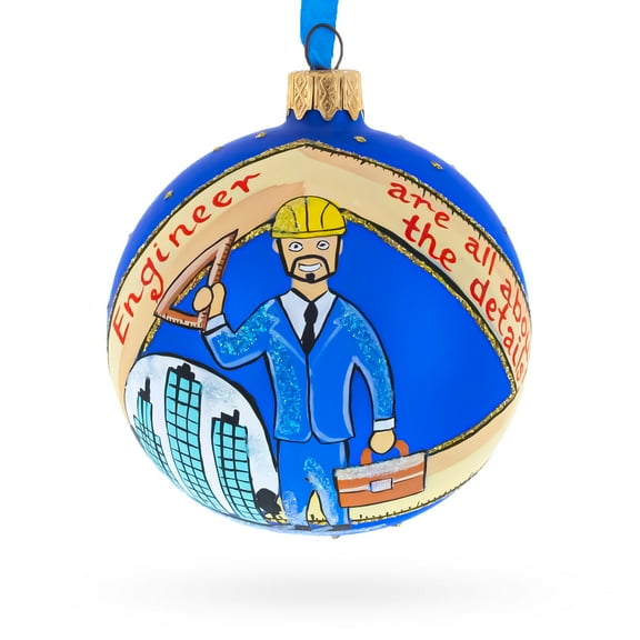 Engineer Glass Ball Christmas Ornament 3.25 Inches