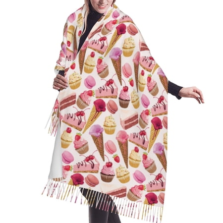 Shawl Wraps for Women – Ice Cream Cake Print Pink Oversized Fall Winter Fashion Blanket Scarf for Women Shawl Wraps for Women – Ice Cream Cake Print Pink Oversized Fall Winter Fashion Blanket Scarf for Women