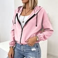 thumbnail image 5 of Coat With Pockets Ideal for Camping Fashion Women Solid Rain Jacket Outdoor Hooded Windproof With Pocket Coat Pink Xxl, 5 of 9