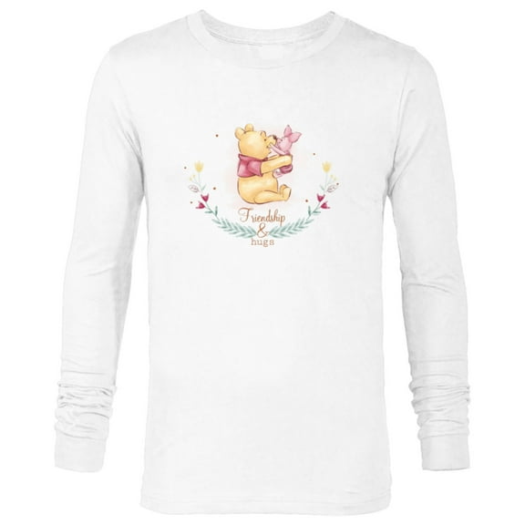 Disney Winnie the Pooh and Piglet Friendship and Hugs - Long Sleeve T-Shirt for Men - Customized-White