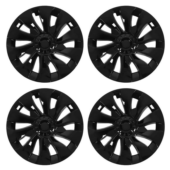 4 Pcs Wheel Hub Cap 18in Wheel Hub Full Wrap Rim Cover Trim Protector Replacement for Tesla Model 3 2017 to 2023 Glossy Black